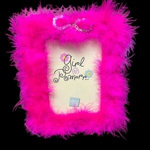 Russ Girl Power Pink Marabou Feather Picture Frame Fun Glam Diva Bedroom Decor